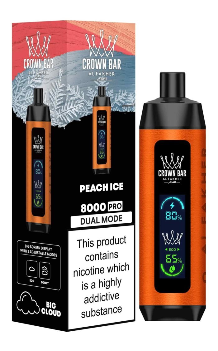 AL FAKHER crown bar pro 8000 puffs price in dubai PEACH ICE