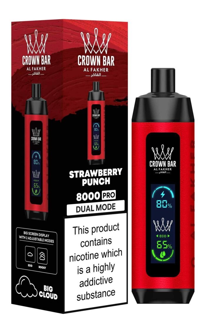 AL FAKHER crown bar pro 8000 puffs price in dubai STRAWBERRY PUNCH