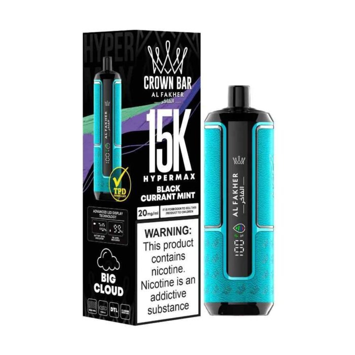 AL FAKHER Crown Bar Hypermax 15000 Puffs Price in Dubai BLACKCURRANT MINT