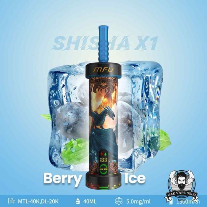 MFU Shisha X1 40000 Puffs Salt Nicotine 5mg Disposable Vape in Dubai Berry Ice