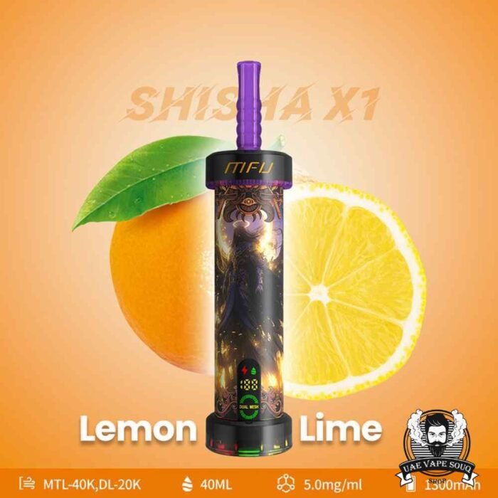 MFU Shisha X1 40000 Puffs Salt Nicotine 5mg Disposable Vape in Dubai Lemon Lime