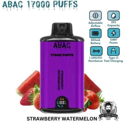 Strawberry ABAC 17000 Puffs Dual Mesh 5% Nicotine Disposable Vape Price in Dubai Watermelon