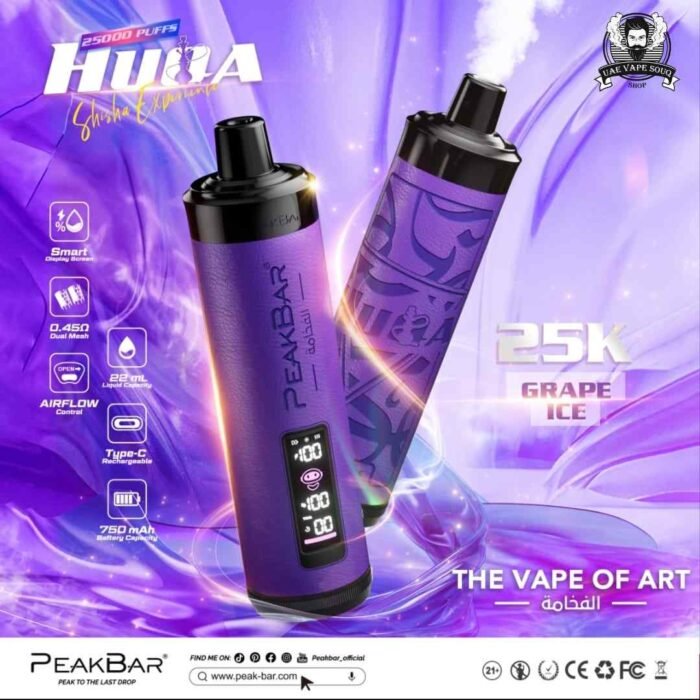 PEAK BAR 25000 Puffs DTL Disposable Vape Price in Dubai Grape Ice