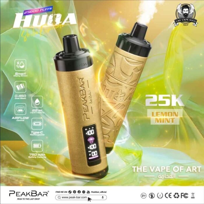 PEAK BAR 25000 Puffs DTL Disposable Vape Price in Dubai Lemon Mint