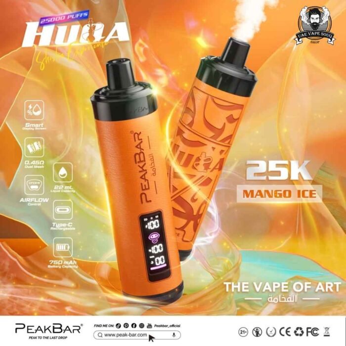 PEAK BAR 25000 Puffs DTL Disposable Vape Price in Dubai Mango Ice