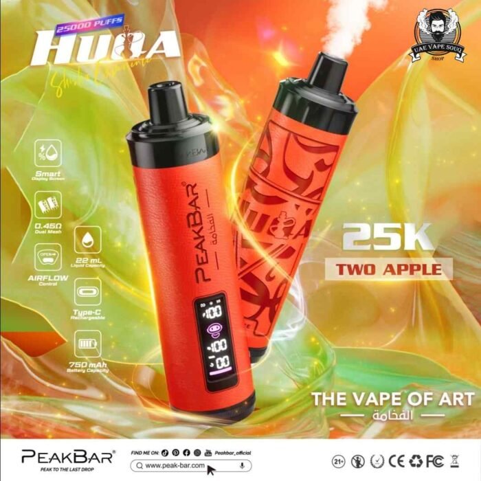 PEAK BAR 25000 Puffs DTL Disposable Vape Price in Dubai Two Apple